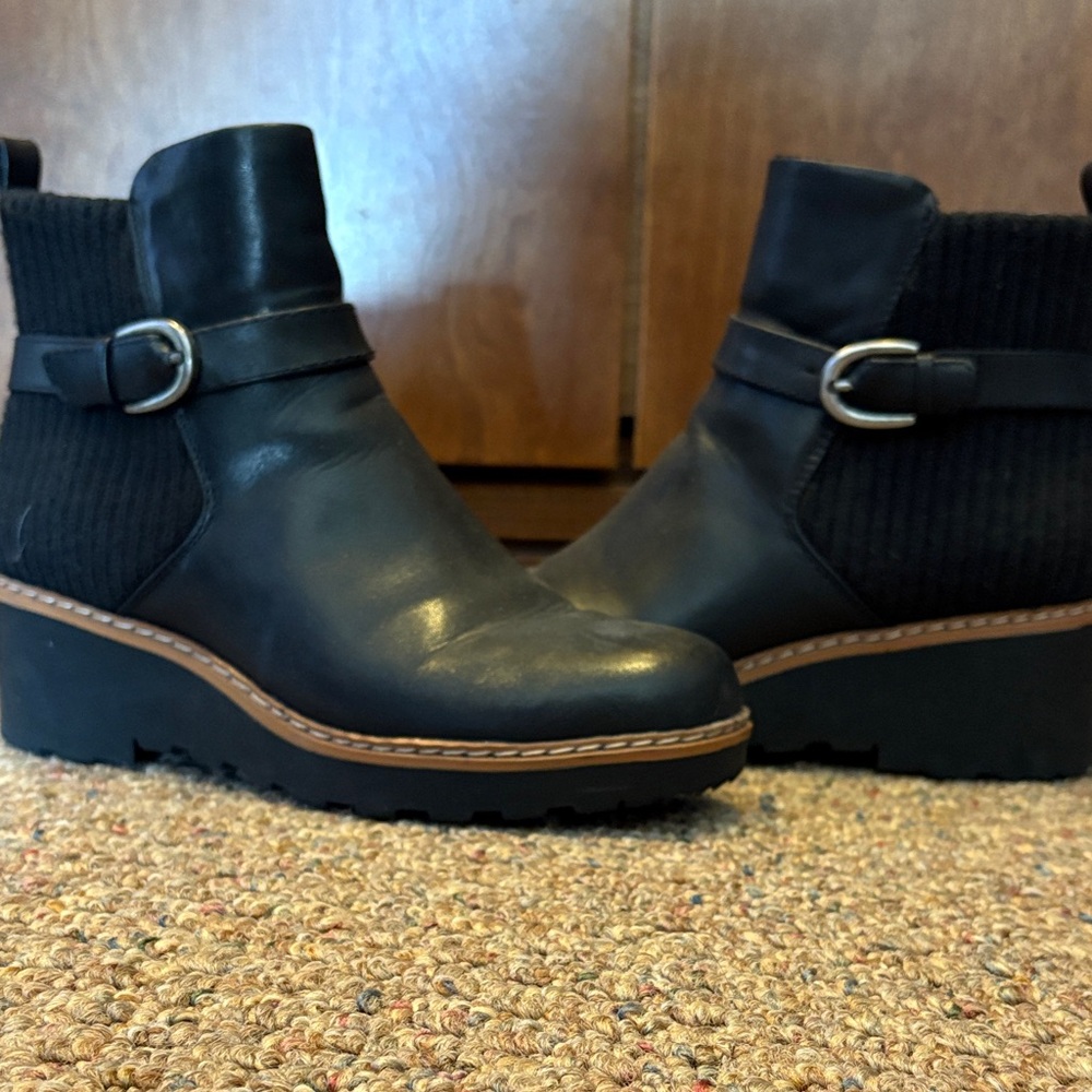 BareTraps Black Ankle Boots with Knit Detail